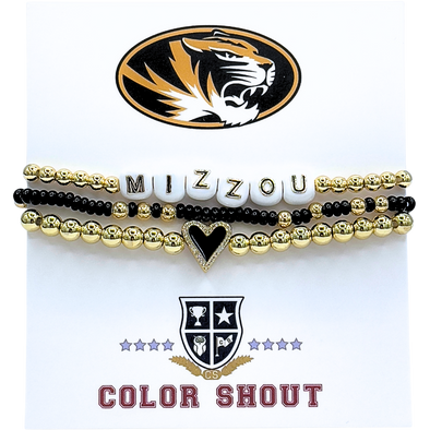 Mizzou Tigers Color Shout Mizzou Beaded Heart Bracelet