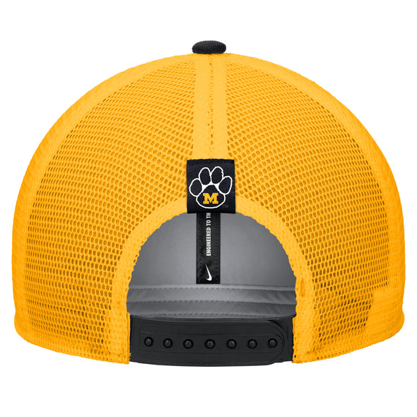 Mizzou Tigers Nike® 2025 Arched Mizzou Trucker Adjustable Black and Gold Hat