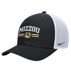 Mizzou Tigers Nike® 2025 Fan Rise Structured Oval Tiger Head Mizzou Black and White Hat