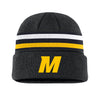 Mizzou Tigers Nike® 2025 Fan Cuff Bold Font M Utility Stripe Black Knit Beanie