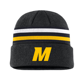 Mizzou Tigers Nike® 2025 Fan Cuff Bold Font M Utility Stripe Black Knit Beanie