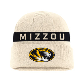 Mizzou Tigers Nike® 2025 Fan Cuff Oval Tiger Head Off White Knit Beanie