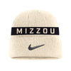 Mizzou Tigers Nike® 2025 Fan Cuff Oval Tiger Head Off White Knit Beanie