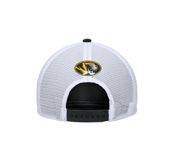 Mizzou Tigers Nike® 2025 Sideline Rise Trucker Missouri Tigers Patch Black/White Snapback Hat