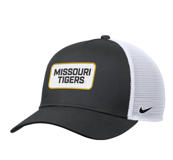 Mizzou Tigers Nike® 2025 Youth Sideline Rise Trucker Missouri Tigers Patch Black/White Snapback