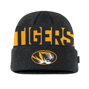 Mizzou Tigers Nike® 2025 Sideline Oval Tiger Head Utility Tigers Black Knit Beanie