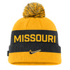 Mizzou Tigers Nike® 2025 Sideline Cuff Pom Oval Tiger Head Black and Gold Beanie