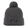 Mizzou Tigers Nike® 2025 Fan Peak Cuff Pom Oval Tigers Head Tigers Dark Heather Grey Beanie