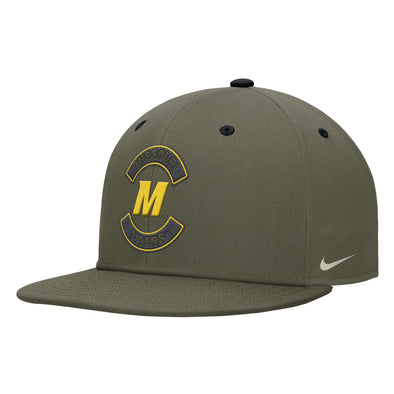 Mizzou Tigers Nike® 2025 Military Appreciation Pro Flat Bill Bold M Missouri Tigers Green Hat