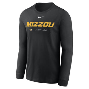Mizzou Tigers Nike® 2025 Authentics Basketball Oval Tiger Head Shooting Long Sleeve Black Shirt
