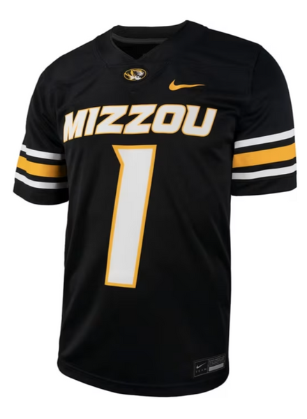 Mizzou Tigers Nike® 2024 Official Replica #1 Black Football Jersey