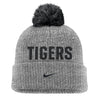 Mizzou Tigers Nike® 2025 Fan Peak Cuff Pom Tigers Oval Tiger Head Heather Grey Beanie