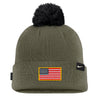 Mizzou Tigers Nike® 2025 Military Appreciation Peak Cuff Pom Mizzou Oval Tiger Head Green Beanie