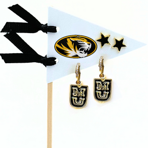 Mizzou Tigers Color Shout Earrings MU Stacked and Stars