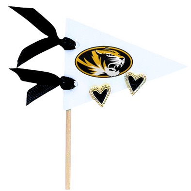 Mizzou Tigers Color Shout Earrings Black Enamel Hearts