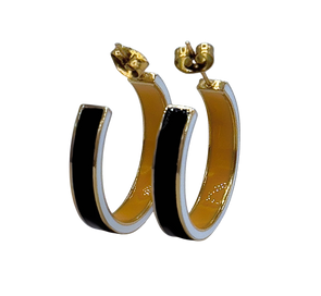Mizzou Tigers Color Shout Black and Gold Hoop Earrings