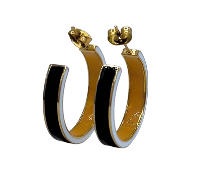 Mizzou Tigers Color Shout Black and Gold Hoop Earrings