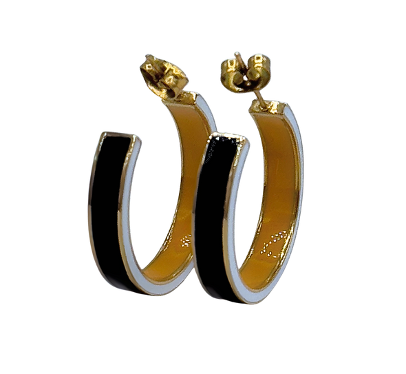 Mizzou Tigers Color Shout Black and Gold Hoop Earrings