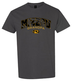 Mizzou Tigers Grandpa Oval Tiger Head Tiger Print Charcoal Grey T-Shirt