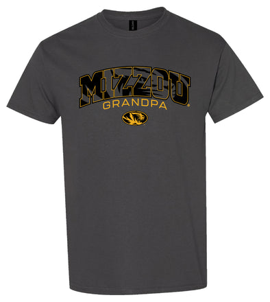 Mizzou Tigers Grandpa Oval Tiger Head Tiger Print Charcoal Grey T-Shirt