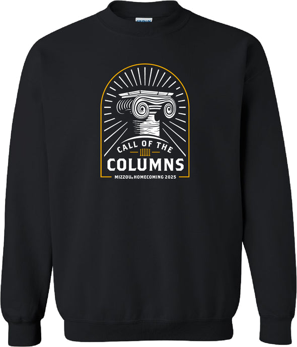 Mizzou Tigers Official Homecoming 2025 Call of the Columns Black Crew Sweatshirt