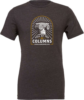 Mizzou Tigers Official Homecoming 2025 Call of the Columns Dark Grey Heather T-Shirt