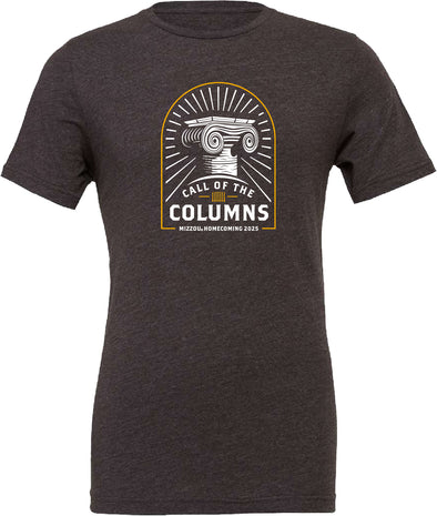 Mizzou Tigers Official Homecoming 2025 Call of the Columns Dark Grey Heather T-Shirt