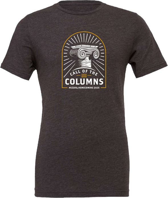 Mizzou Tigers Official Homecoming 2025 Call of the Columns Dark Grey Heather T-Shirt