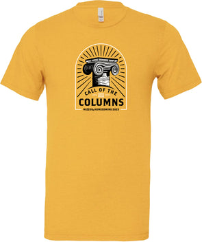 Mizzou Tigers Official Homecoming 2025 Call of the Columns Heather Gold T-Shirt