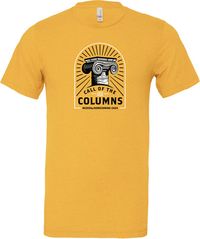 Mizzou Tigers Official Homecoming 2025 Call of the Columns Heather Gold T-Shirt
