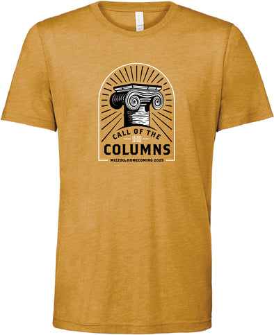 Mizzou Tigers Official Homecoming 2025 Call of the Columns Mustard Gold T-Shirt
