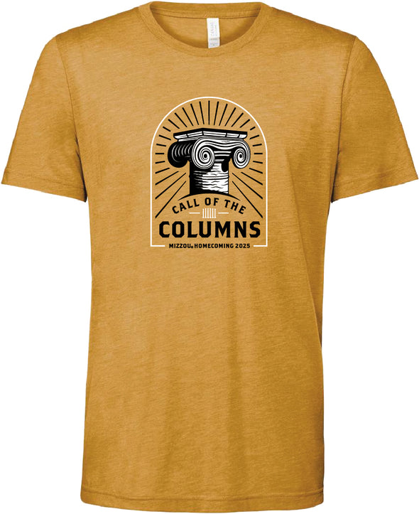 Mizzou Tigers Official Homecoming 2025 Call of the Columns Mustard Gold T-Shirt