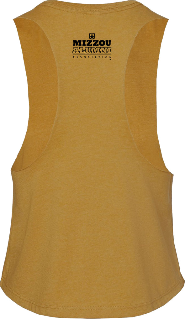 Mizzou Tigers Official Homecoming 2025 Call of the Columns Gold Crop Tank Top