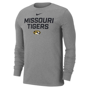 Mizzou Tigers Nike® 2025 Sideline Oval Tiger Head Missouri Tigers Grey Long Sleeve T-Shirt