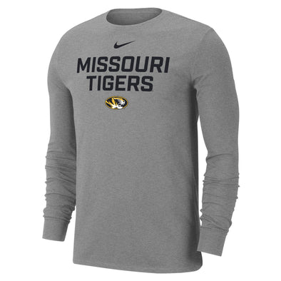 Mizzou Tigers Nike® 2025 Sideline Oval Tiger Head Missouri Tigers Grey Long Sleeve T-Shirt
