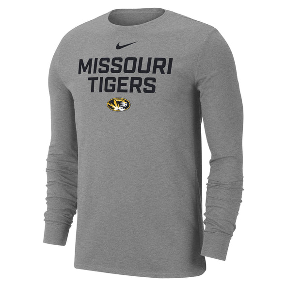 Mizzou Tigers Nike® 2025 Sideline Oval Tiger Head Missouri Tigers Grey Long Sleeve T-Shirt