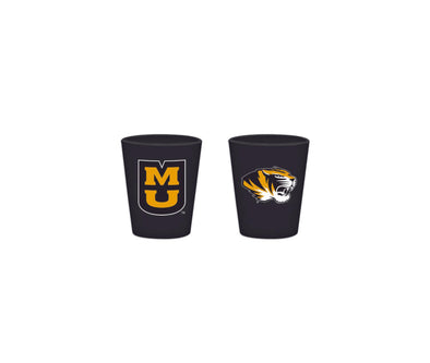 Mizzou Tigers Stacked MU Tiger Head Black Matte Shot Glass