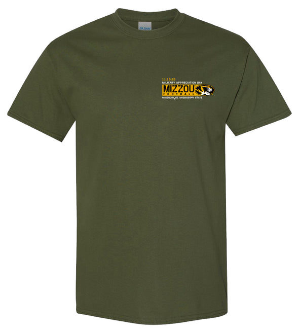 Mizzou Tiger Official MU vs Mississippi State Military Appreciation Game Day Olive Green T-Shirt