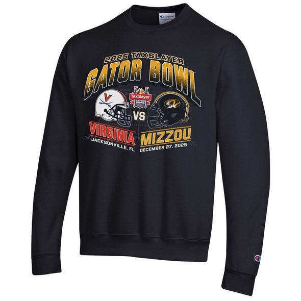 Mizzou Tigers Official Tax Slayer Gator Bowl Mizzou vs Virginia Crew Neck Black Sweatshirt