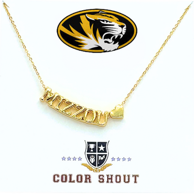 Mizzou Tigers Color Shout Mizzou Heart Gold Necklace