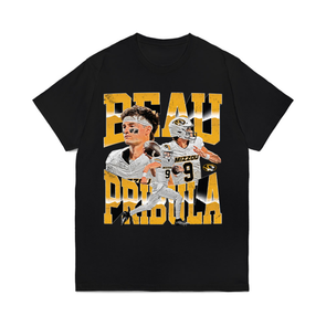 Mizzou Tigers NIL Beau Pribula #9 Character Design Black T-Shirt