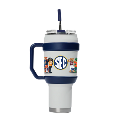 Mizzou Tigers SEC All Teams Stainless Steel 40OZ White Tumbler with Handle
