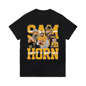 Mizzou Tigers NIL Sam Horn #21 Character Black T-Shirt