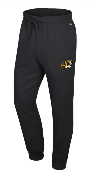 Mizzou Tigers Colosseum Charlie Plush Joggers Tiger Head Black Pants