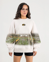 Mizzou Tigers Women's Gameday Couture Football Field Landscape White Crew Neck Sweatshirt
