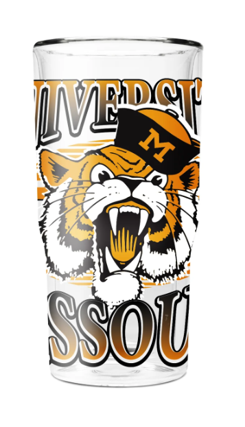 Mizzou Tigers Vault Roaring Tiger Double Wall Insulated Glass Tumblers