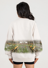 Mizzou Tigers Women's Gameday Couture Football Field Landscape White Crew Neck Sweatshirt