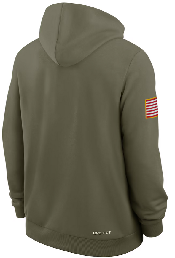 Mizzou Tigers Nike® 2025 Military Appreciation Oval Tiger Head Flag on Sleeve Green Hoodie