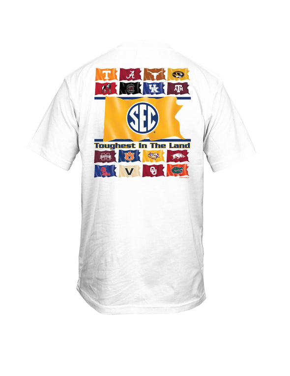 Mizzou Tigers Comfort Colors SEC Conference Flags Toughest in the Land White T-Shirt