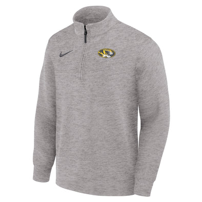 Mizzou Tigers Nike® 2025 Basketball Coaches 1/4 Zip Oval Tiger Head Grey Sweatshirt